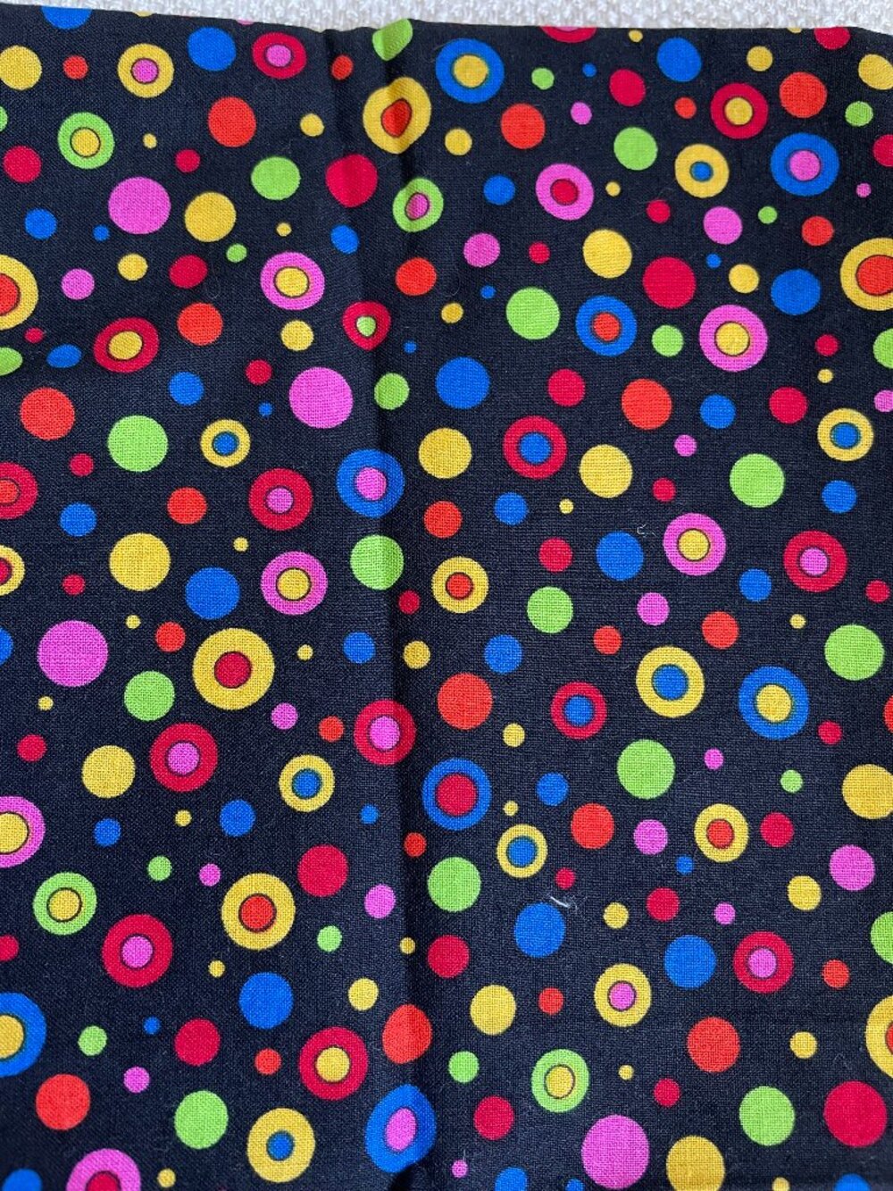 Vintage Cotton Psychedelic Bright Colors Polkadot Abstract Fabric Cut 2 pcs